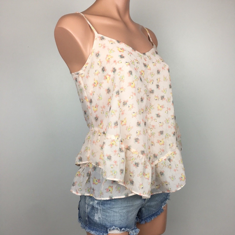 🛍 Lauren Conrad Floral Tank, Pink Print, Size XS - Picture 3 of 7